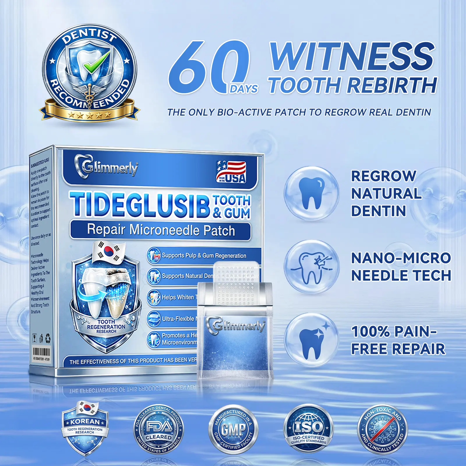 Glimmerly® Tooth & Gum Repair
Clinical-Grade Microneedle Patches